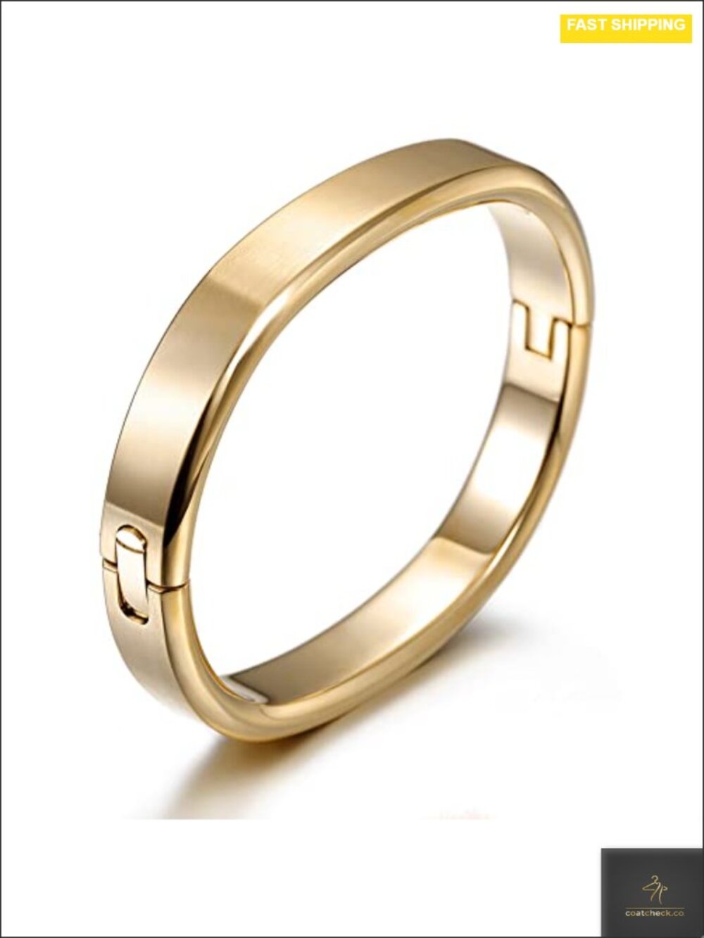 14K Gold Plated Cuff Bracelet Bangle Men 7.5" Polished